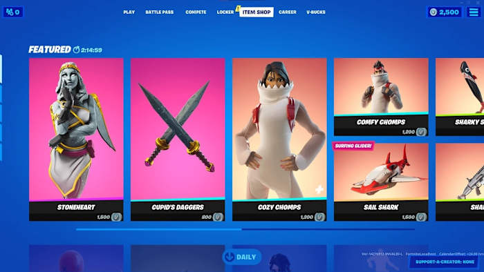 Skin shop in Fortnite